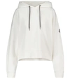 Moncler Off-white Metallic Logo Hoodie In White