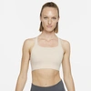 Nike Dri-fit Swoosh Women's Medium-support Padded Sports Bra In Particle Beige,orange Pearl