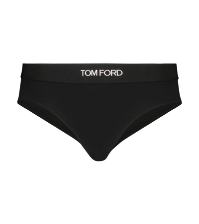 Tom Ford Logo Stretch-jersey Briefs In Black