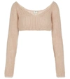 FENDI MOHAIR AND SILK-BLEND CROPPED SWEATER,P00609643