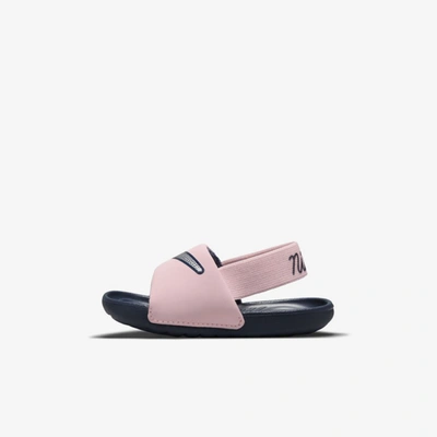 Nike Kawa Se Baby/toddler Slides In Pink Glaze,midnight Navy,metallic Silver