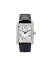 Frederique Constant Women's Swiss Classic Carree Diamond (1/20 Ct. T.w.) Black Leather Strap Watch 23mm In White