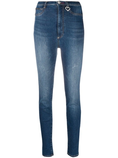 Philipp Plein Super High Rise Jeggings In Blue