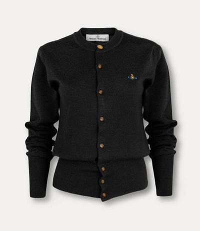 Vivienne Westwood Cropped Cardigan With Distinctive Buttons And Embroidered Emblem In Black