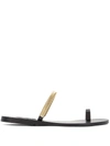 Ancient Greek Sandals Konaki Chain-embellished Leather Sandals In Schwarz
