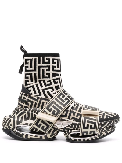 Balmain B Bold Monogram High-top Sneakers In Nude