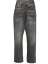 R13 Crossover Whiskered Jeans In Schwarz