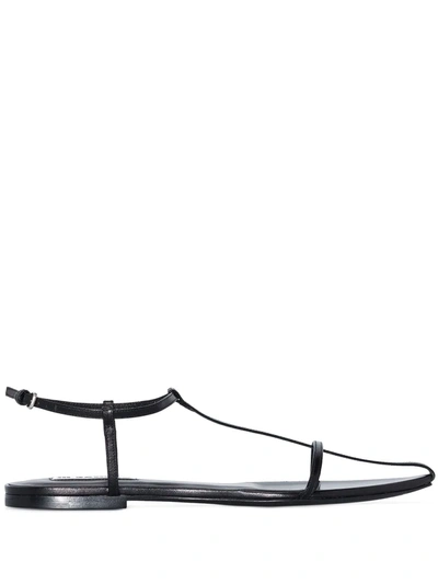 Jil Sander Black Polka Dot Pointy Toe Flat Sandals In Nero