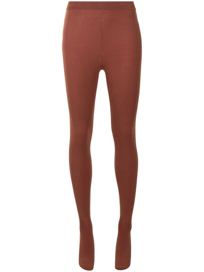 Dion Lee High-waisted Foot-covered Tights In Braun