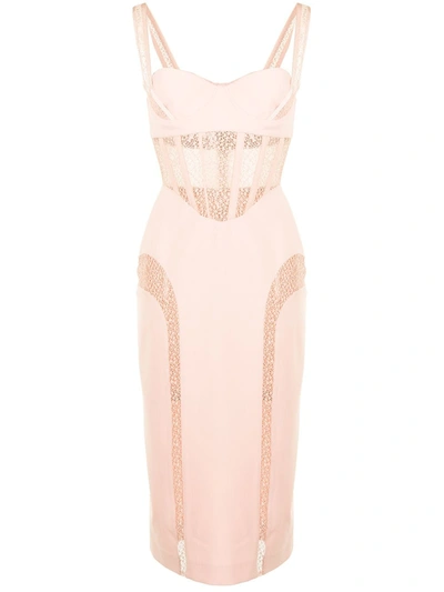 Dion Lee Suspended Corset Midi Dress In Pink