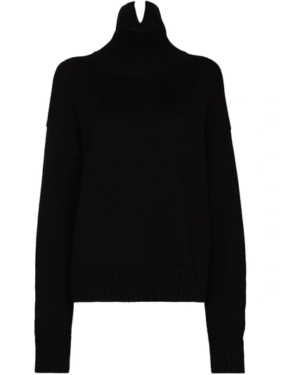 Jil Sander High Neck Cashmere Sweater In Black