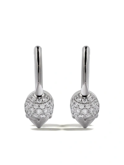 Tasaki 18kt White Gold Collection Line Refined Rebellion Novel Diamond Earrings In Silver