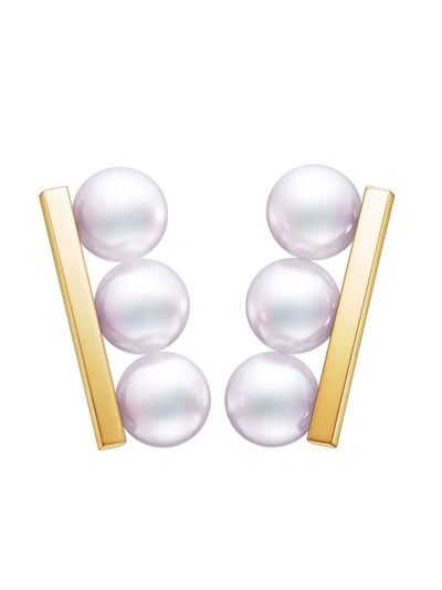 Tasaki 18kt Yellow Gold Collection Line Balance Neo Akoya Pearl Earrings