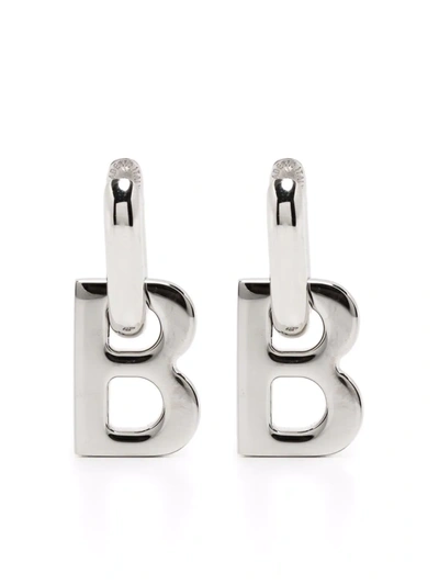 Balenciaga B Chain Xs Earrings In Shiny Silver