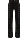 Marine Serre Printed Regenerated High-rise Slim Jeans In Blau