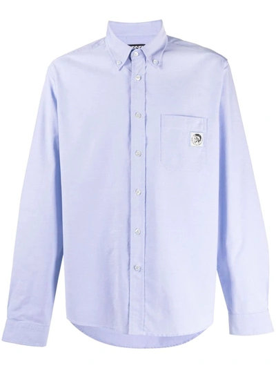 Diesel Long-sleeved Oxford Shirt In Blau