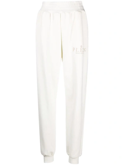 Philipp Plein Iconic Plein High-waisted Trackpants In Nude