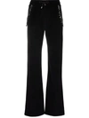 Philipp Plein Crystal Cable Detail Velvet Track Pants In Schwarz