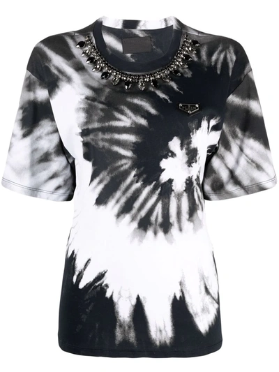 Philipp Plein Tie Dye-print Cotton T-shirt In Weiss