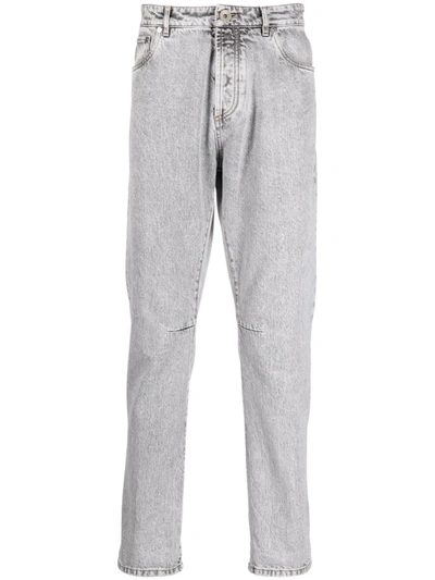 Brunello Cucinelli Stonewashed Straight-leg Jeans In Grau