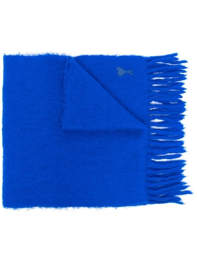 Ami Alexandre Mattiussi Ami De Coeur Oversize Scarf In Blue