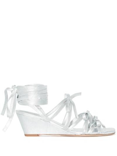 Molly Goddard Delphine Wedge Sandals In Silver