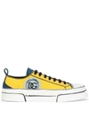 Dolce & Gabbana Hand-painted Two-tone Canvas Portofino Light Sneakers In White