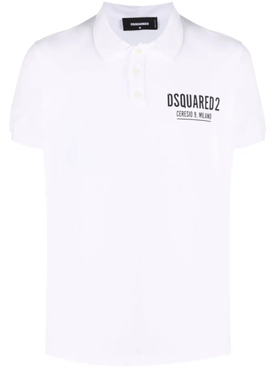 Dsquared2 Logo-print Polo Shirt In Weiss