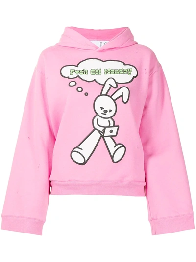 Natasha Zinko Happy Monday Hooded Cotton-blend Sweatshirt In Pink