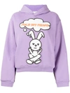 Natasha Zinko Happy Friday Hooded Cotton-blend Sweatshirt In Violett