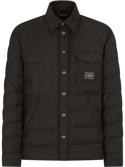 Dolce & Gabbana Logo-patch Quilted Padded Jacket In Nero