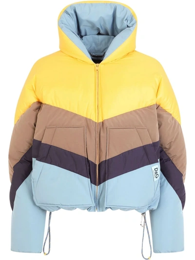 Dolce & Gabbana Chevron-quilted Padded Coat In Blau