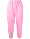 Natasha Zinko Happy Monday Distressed Cotton-blend Sweatpants In Pink