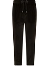 Dolce & Gabbana Logo Patch Corduroy Trousers In Grau