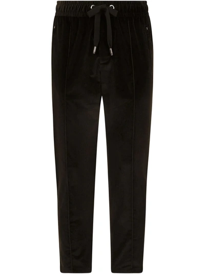 Dolce & Gabbana Logo Patch Corduroy Trousers In Grau