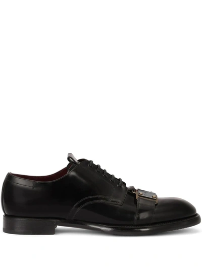 Dolce & Gabbana Logo-plaque Derby Shoes In Schwarz