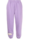 Natasha Zinko Happy Friday Distressed Cotton-blend Sweatpants In Violett