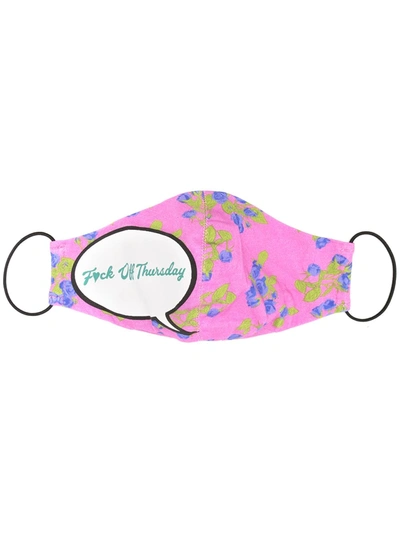 Natasha Zinko Floral Slogan-print Face Mask In Violett