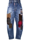 Dsquared2 Patchwork-effect Cropped Jeans In Blau
