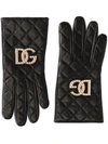 Dolce & Gabbana Dg Quilted Napa Swarovski Crystal Gloves In Schwarz