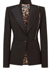 Dolce & Gabbana Mixed-media Logo Tape Tuxedo Jacket In Schwarz
