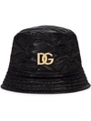 DOLCE & GABBANA QUILTED FAUX-LEATHER BUCKET HAT