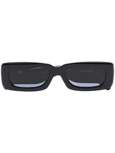 Linda Farrow X The Attico Mini Marfa Rectangle-frame Sunglasses In Black