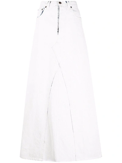 Maison Margiela High-waisted Denim Maxi Skirt In White