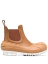 Stella Mccartney Duck Rubber-trimmed Vegetarian Leather Chelsea Boots In Braun