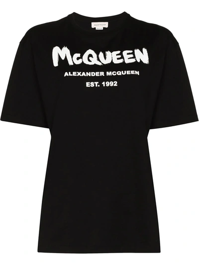 Alexander Mcqueen Logo-print Cotton T-shirt In Nero