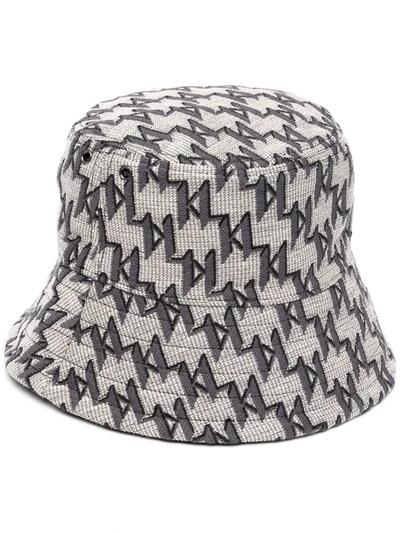 Karl Lagerfeld K/monogram Jacquard Bucket Hat In Grey