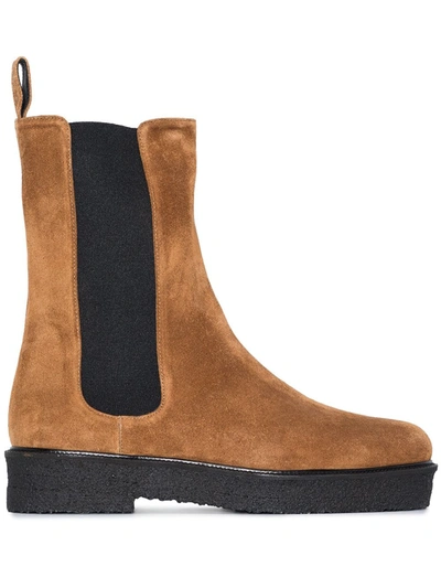 Staud 35mm Palamino Suede Ankle Boots In Tan Black