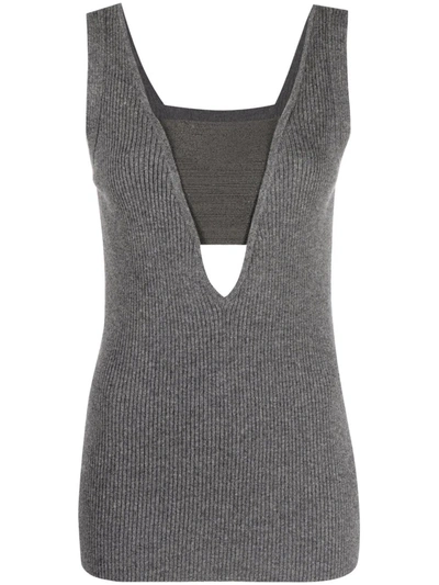 Brunello Cucinelli V-neck Cashmere-knit Vest In Grau