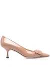 Sergio Rossi Sr Twenty Buckle-detail 60mm Pumps In Nude